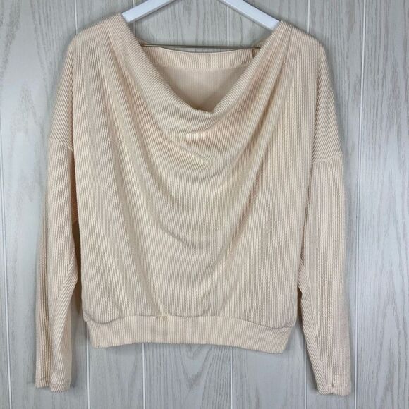 Anthropologie Women's Peach Long Sleeve Ribbed Cowl Back Pullover Sweater XS - Picture 2 of 4